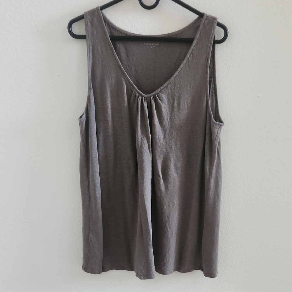 Eileen Fisher Grey Organic Linen Tank Top
